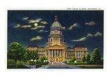 Buy Springfield, Illinois, Exterior View of the State Capitol Building at Night at AllPosters.com