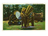 View of Soldiers at a Airplane Listening Post with Giant Searchlights