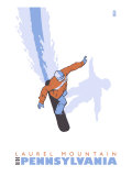 Buy Laurel Mountain, Pennsylvania, Stylized Snowboarder at AllPosters.com