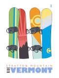 Stratton Mountain, Vermont, Snowboards in the Snow
