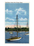 Chicago, Illinois, View of Jackson Park Boat Harbor, Sailboats
