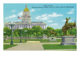 Buy Denver, CO, State Capitol and Grounds, Bronco Buster and Indian Warrior Monuments View at AllPosters.com