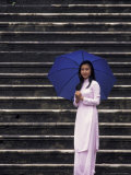 Buy Girl With Umbrella on Stone Steps of Tomb of Khai Dinh, Vietnam at AllPosters.com