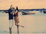 Kissing Couple at Playa de las Teresitas, Tenerife, Canary Islands, Spain