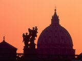 Buy St. Peter's Basilica and Statues on Ponte St. Angelo, Vatican, Rome, Italy at AllPosters.com