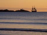 Cape Nedick Light and Replica of Captain Cook's SS Endeavor, Maine, USA