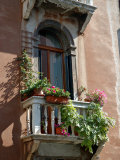 Flowers on Villa Balcony, Venice, Italy