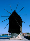 Waterfront Port with Windmills, UNESCO World Heritage Site, Nessebur, Bulgaria