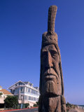 Boardwalk and Totem Pole on the Beach, Ocean City, Maryland, USA