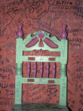 Chair in Front of Graffiti-Covered Wall, Tequila Sunrise Bar, Hotel California, Baja, Mexico