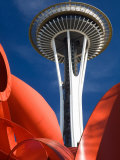Buy Space Needle with Olympic Iliad Sculpture, Seattle Center, Seattle, Washington, USA at AllPosters.com