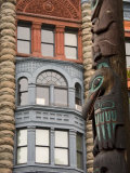 Totem Pole and Pioneer Building at Historic Pioneer Square, Seattle, Washington, USA