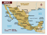 Map of Mexico, North America