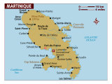Map of Martinique, Caribbean