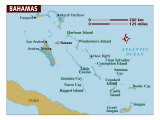 Map of Bahamas, Caribbean