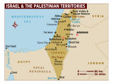 Map of Israel and the Palestinian Territories, Middle East