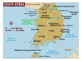 Map of South Korea, North-East Asia