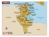Map of Tunisia, Africa