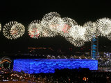 Fireworks over Water Cube, 2008 Summer Olympics, Beijing, China