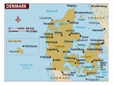 Map of Denmark, Europe