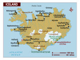 Map of Iceland, Europe