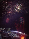 Buy Fireworks Against a Night Sky over Boardwalk, Celebrating the 56th Birthday of Pres. Lyndon Johnson at AllPosters.com