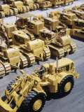 Buy Rows of Brightly Colored Caterpillar Bulldozers Lined up at an Unidentified Factory at AllPosters.com