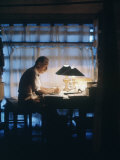 Dr. Albert Schweitzer at His Desk in His Small Office at the Lambarene Compound
