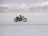 Buy Speeding Motorcycle During Bonneville Hot Rod Meet at the Bonneville Salt Flats in Utah at AllPosters.com