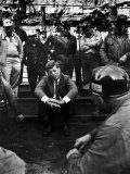 Presidential Candidate, Sen. John Kennedy Chatting with Miners, Campaigning During Primaries
