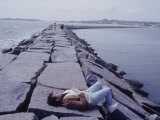 Buy Senator Edward M. Kennedy Basking in Sun on Breakwater in Hyannis Port at AllPosters.com