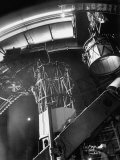 Night Assistant Climbing Down Side of 100-Inch Telescope at Mount Wilson Observatory