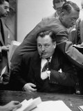 Michael V. Di Salle Puffing His Cigar while at His Desk
