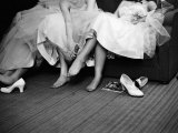 Buy Teenage Girls Resting Feet at First Formal Dance at the Naval Armory at AllPosters.com