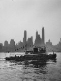 Buy Excursion Party Tugboat with City Skyline in the Background at AllPosters.com