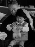 Founder of Matsushita Electronics Corp. Konosuke Matsushita with Grandson