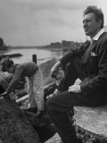 Buy British Actor Michael Redgrave Sitting on Bank of the Thames River with His Children at AllPosters.com