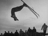 Acrobatic Skier Jack Reddish in Somersault at Sun Valley Ski Resort