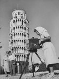 New England Couple Being Photographed by an Italian Woman in Front of the Leaning Tower of Pisa