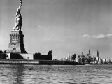 View of the Statue of Liberty and the Sklyline of the City