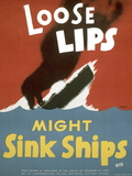 American WWII Poster, Loose Lips Might Sink Ships
