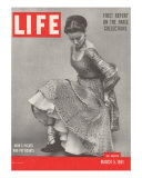 Buy Model Wearing a Pleated Dress by Christian Dior, March 5, 1951 at AllPosters.com