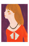 Girl in a Red Dress with a Ribbon Art Print