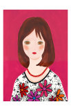 Girl in a Floral Dress with Nice Smile Art Print