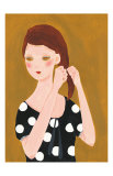 Girl with a Smile, Brading Hair Art Print