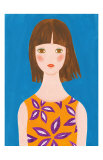 Girl Whose Hair Is Blown by the Wind Art Print