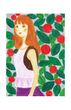 Girl with a Long Hair Surrounded by Flowers Art Print