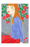 Girl in Rose Garden Art Print