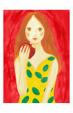 Girl Eating an Apple Art Print