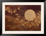 Cranes Over Moon
